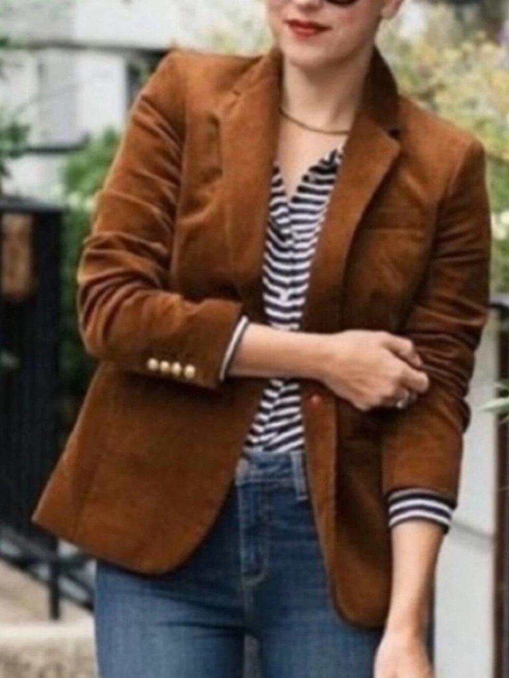 J. Crew Campbell Blazer Brown Corduroy One Gold Button Front Preppy 00